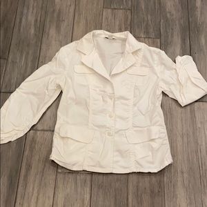 Kenneth Cole white lightweight cotton 3/4 sleeve utility jacket-size 6
